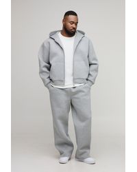 BoohooMAN - Plus Oversized Boxy Bonded Scuba Zip Through Hooded Tracksuit - Lyst