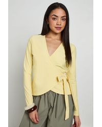 Boohoo - Wrap Front Tie Waist Top - Lyst