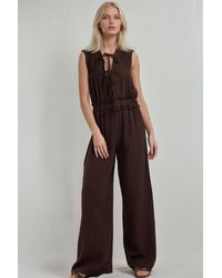 Hiccup - Textured Wide Leg Jumpsuit With Crew Neck - Lyst