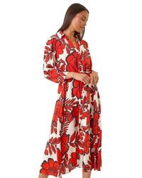 Roman - Petite Floral Midi Shirt Dress - Lyst