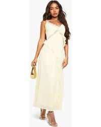 Boohoo - Chiffon Lace Detail Ruffled Midaxi Dress - Lyst