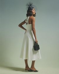 River Island - Midi Dress Premium Bow Back Round Neck Zip - Lyst