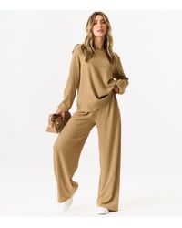 Gini London - Texturiertes Oberteil Mit Langen Ärmeln Und Übergröße - Lyst