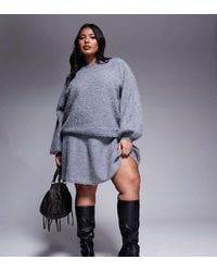In The Style Plus - X Natalya Wright Exclusive Pleated Knitted Fluffy Yarn Skirt Co-Ord - Lyst