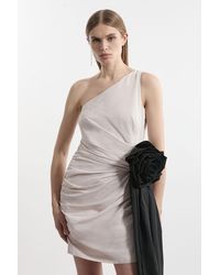 Karen Millen - Taffeta Bandeau Tailored Rosette Drape Mini Dress - Lyst