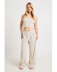 Boohoo - Petite Soft Rib Stripe Cami & Trouser Pyjama Set - Lyst