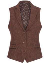 TruClothing - Rust Herringbone Wool Tweed Check Waistcoat - Lyst