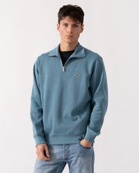 Lacoste - Zippered Stand-up Collar Cotton Sweatshirt - Lyst