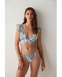 Penti - Mid-Waist Floral Frill Bikini Bottoms - Lyst