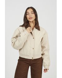 Brave Soul - Twill Bomber Style Jacket With Cord Collar - Lyst