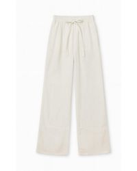 MixRay - Mid Waist Straight Leg Cotton Pants With Tie Closure - Lyst