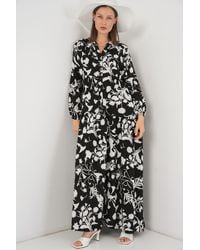 Bigdart - Patterned V-Neck Maxi Dress - Lyst