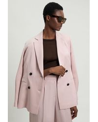 Karen Millen - Polished Linen Blend Single Breasted Tailored Blazer - Lyst