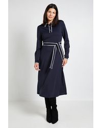 Wallis - Ponte Collar Contrast Midi Dress - Lyst