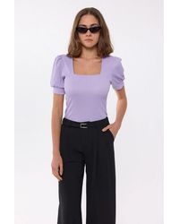 Hiccup - Square-Neck Woven Short-Sleeve Crop Top - Lyst
