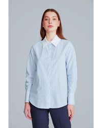 GUSTO - Contrast Collar Cotton Shirt - Lyst