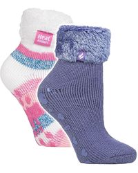 Heat Holders - 2 Pack Ladies Soft Lounge Socks With Grips - Lyst