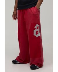 BoohooMAN - Extreme Wide Leg Embellished Washed Loopback Jogger - Lyst