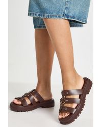 Boohoo - Chunky Stud Detail Gladiator Flatforms - Lyst