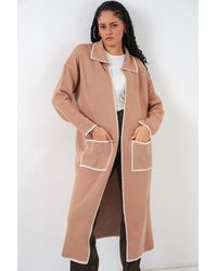 Bigdart - Long Knit Cardigan With Stitch Detail - Lyst