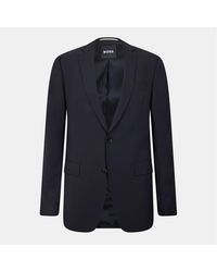 BOSS - Solid Patterned Single Button Notch Collared Blazer - Lyst
