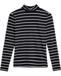 Marks & Spencer - High Neck Striped Jersey Top - Lyst