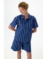 Penti - Midnight Striped Short Sleeve Shirt Shorts Pajama Set - Lyst