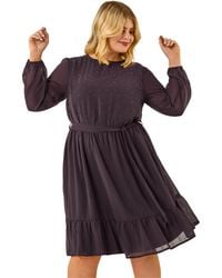 Roman - Curve Hotfix Tie Waist Midi Dress - Lyst