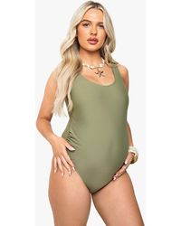 Boohoo - Maternity Ruched Bump Support Swimsuit - Lyst