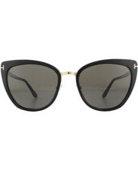 Tom Ford - Zonnebril Simona Ft0717 01A Glanzend Zwart Roos Goud Smoke Grijs - Lyst