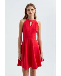 Hiccup - Halter Neck Sleeveless Mini Skater Dress With A Keyhole Cut Out - Lyst