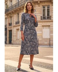 Roman - Petite Paisley Tie Neck Dress - Lyst