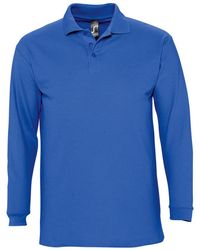 Sol's - Winter Ii Long Sleeve Pique Cotton Polo Shirt (Royal) - Lyst