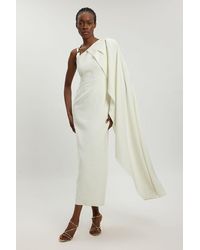 Karen Millen - Compact Viscose Asymmetric Detail Maxi Dress - Lyst