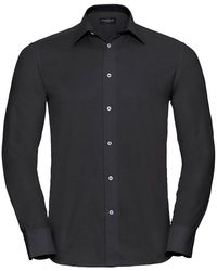 Russell - Russell Collection Oxford Getailleerd Formeel Overhemd Met Lange Mouwen (zwart) - Lyst
