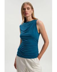 Karen Millen - Drapey Crepe Trim Detail Ruched Top - Lyst