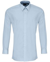 PREMIER - Colours Poplin Fitted Long-Sleeved Shirt (Light) - Lyst