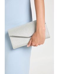 Boohoo - Large Glitter Envelope Clutch Bag - Lyst