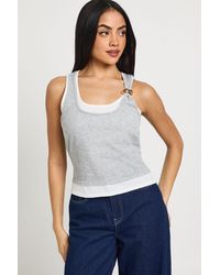 Boohoo - Ribbed Layer Vest With Trim - Lyst