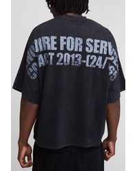 BoohooMAN - Tall Oversized Boxy Batwing Heavyweight Washed Distressed Slogan Pocket T-Shirt - Lyst
