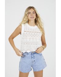 Brave Soul - Crew Neck Pointelle Knit Tank - Lyst