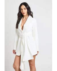 Boohoo - Obi Tie Waist Tailored Blazer Dress - Lyst