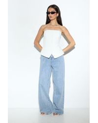 MissPap - Tailored Bandeau Button Front Bustier Top - Lyst
