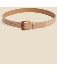 Sosandar - Taupe Croc Belt With Tortoiseshell Buckle - Lyst