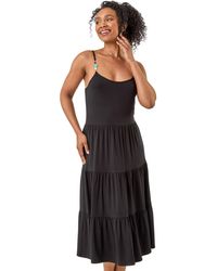Roman - Petite Bead Trim Strappy Tiered Dress - Lyst