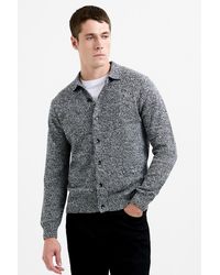French Connection - Cotton Blend Melange Knitted Button-Up Polo Jumper - Lyst