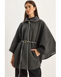 Bianco Lucci - Oversized Textured Wool Blend Overcoat With Jacket Collar - Lyst