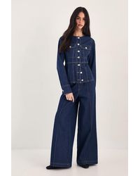 Nasty Gal - Pleated Wide Leg Jean - Lyst