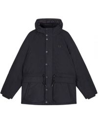 Fred Perry - Padded Zip Through Black Jacket - Lyst