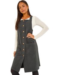 Roman - Petite Corduroy Pinafore Dress - Lyst